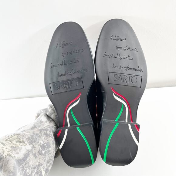 Franco Sarto Eda Leather Classic Slip-On Loafers with Metal Strap Detail Black 9 - Picture 8 of 9